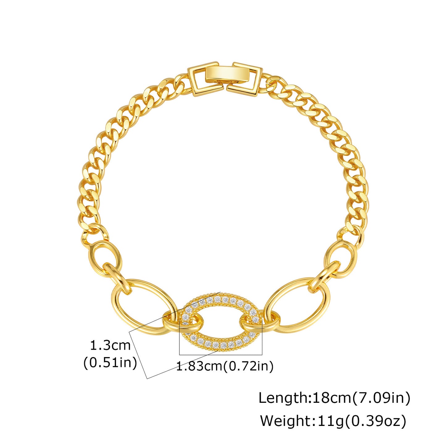 Zircon Copper Oval Bracelet