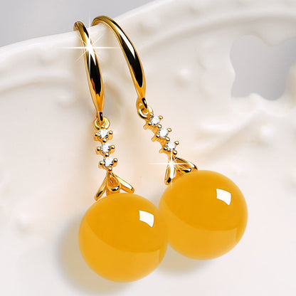 Elegant Silvering Earrings Chalcedony