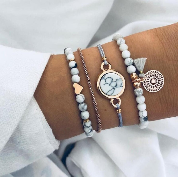 Hollow Fringed Stone Bracelet