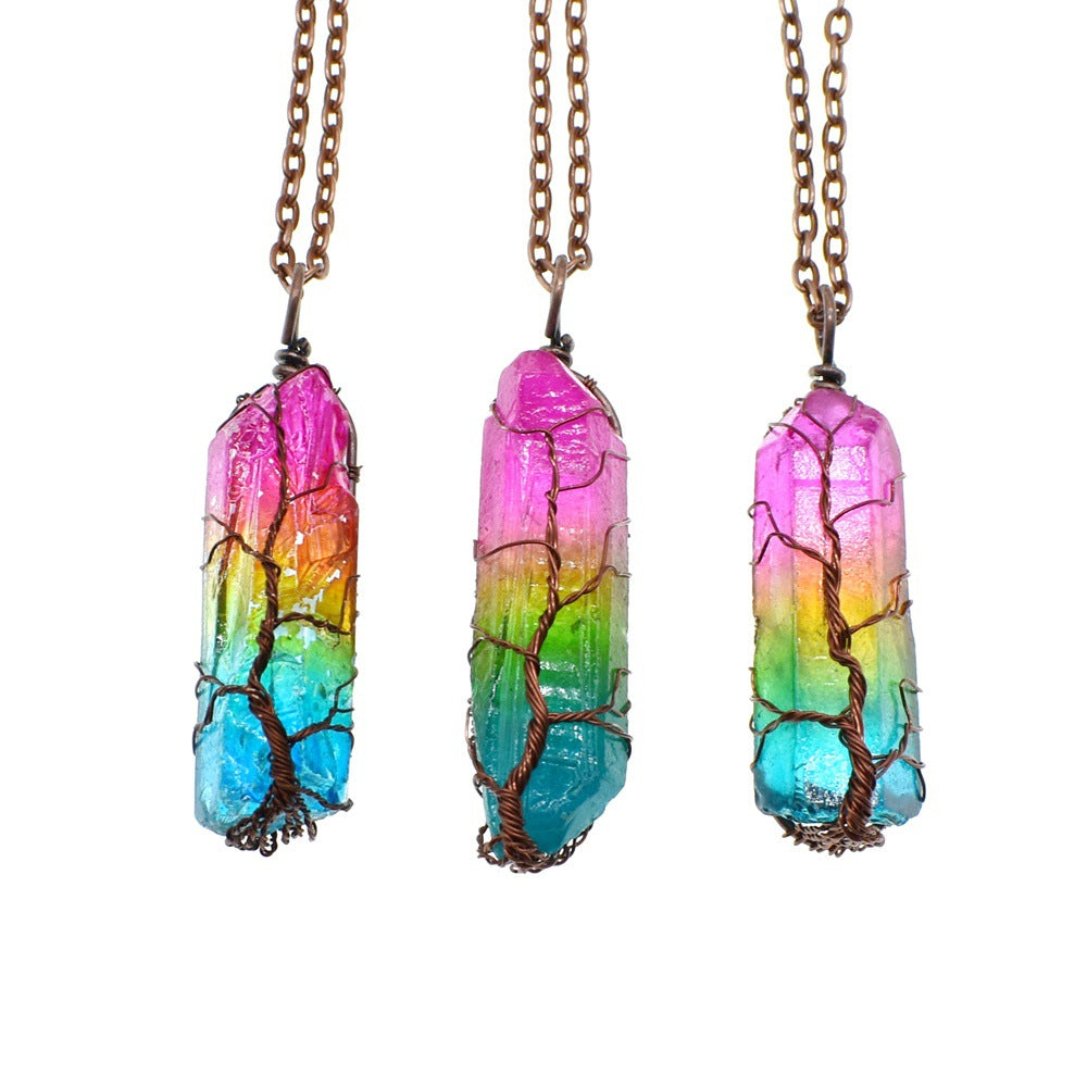 Stone Crystal Tree Necklace