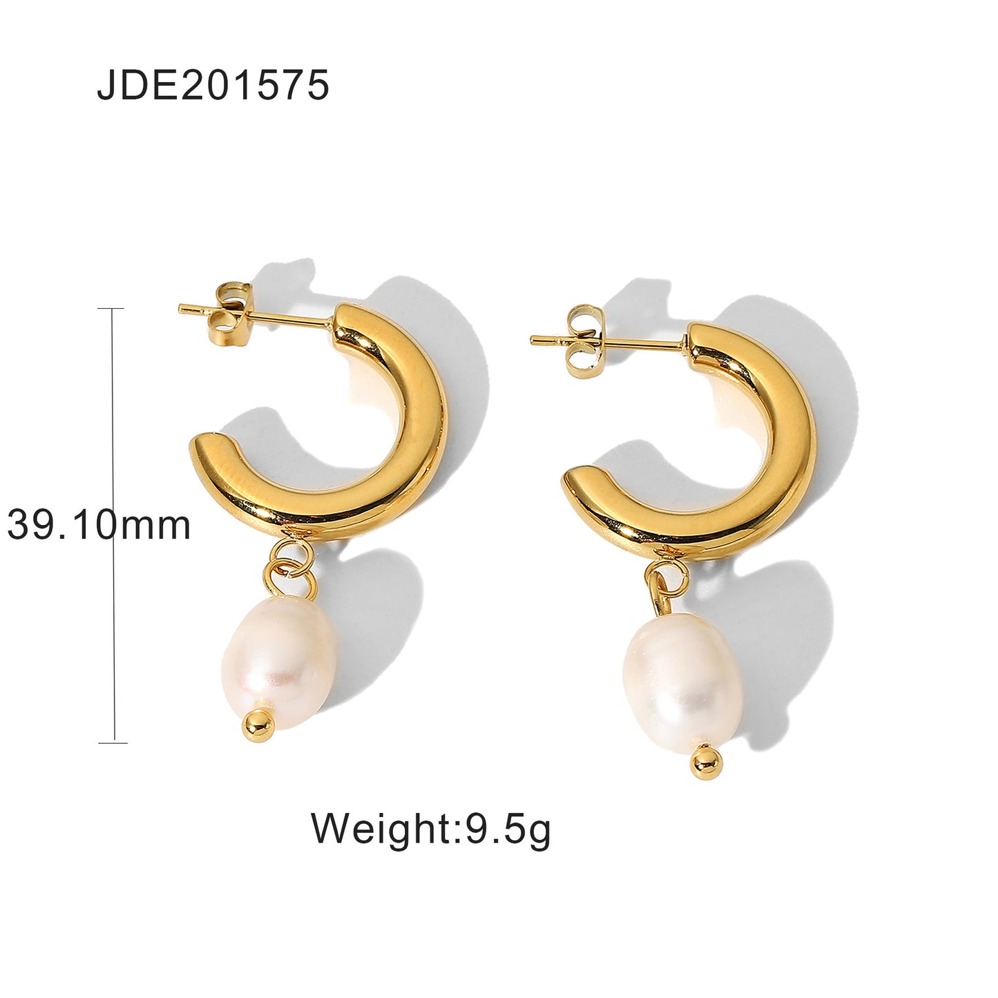 Pearl Gold Stainless Earrings