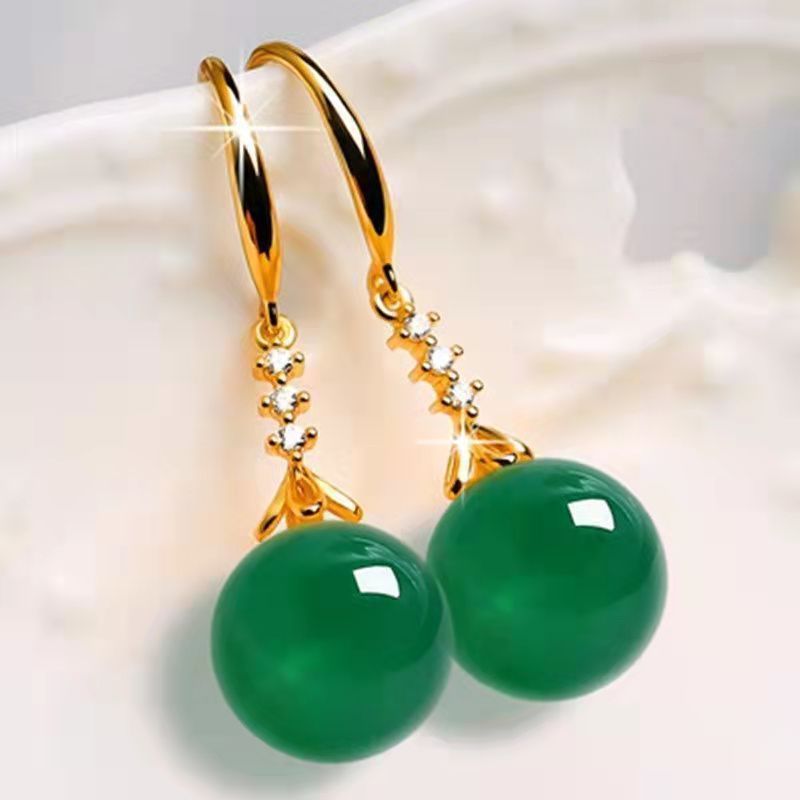 Elegant Silvering Earrings Chalcedony