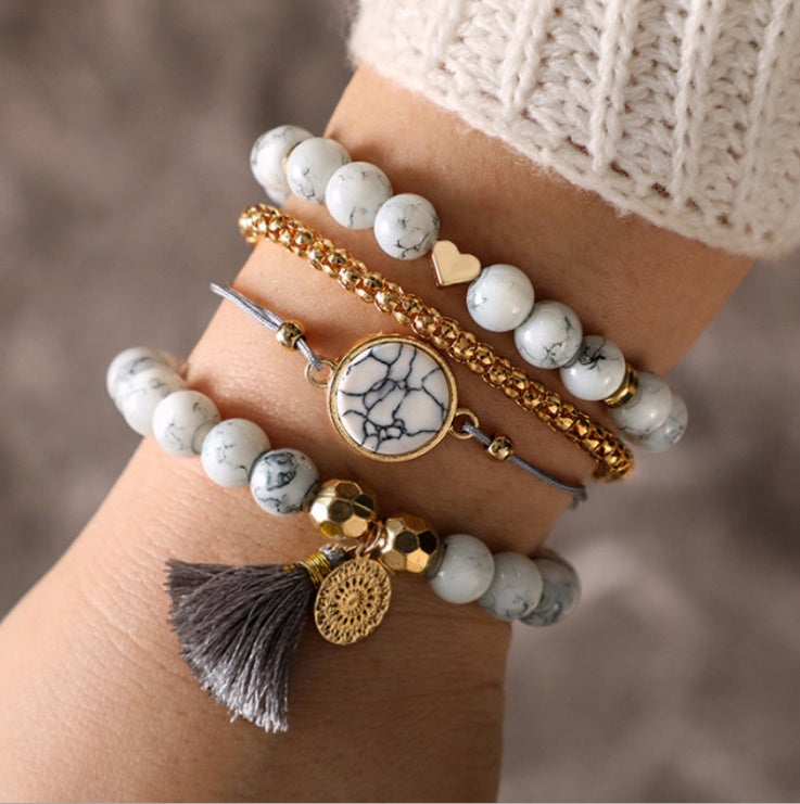 Hollow Fringed Stone Bracelet