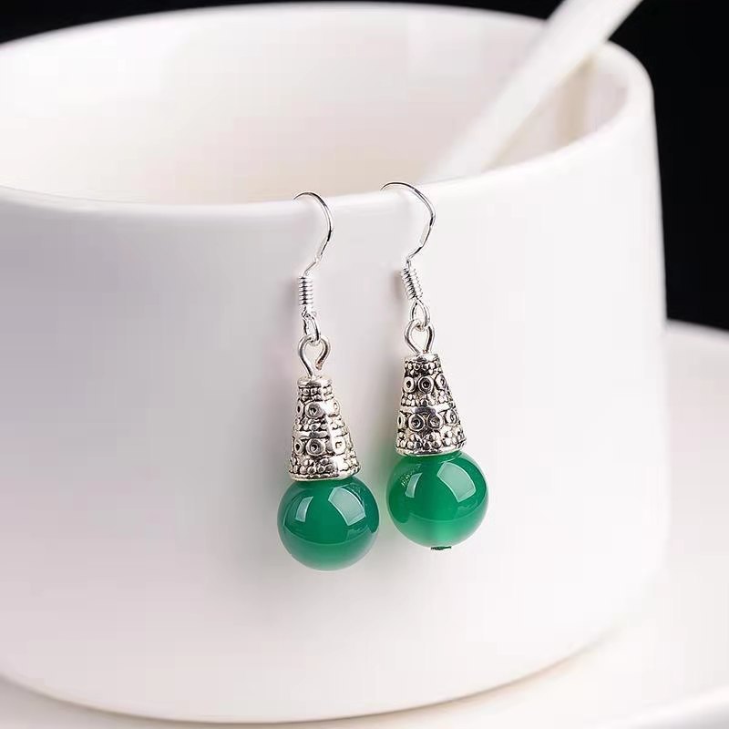 Elegant Silvering Earrings Chalcedony