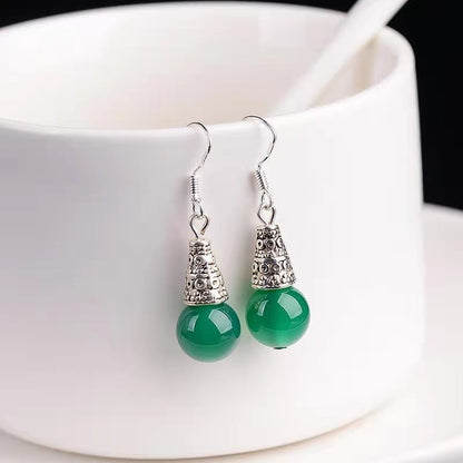 Elegant Silvering Earrings Chalcedony