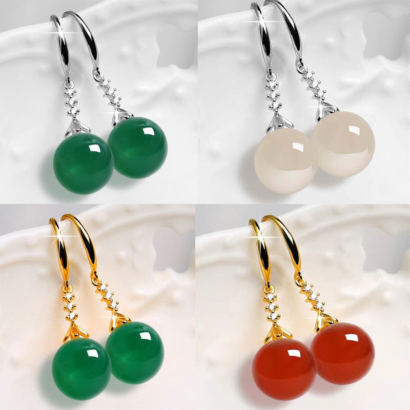 Elegant Silvering Earrings Chalcedony
