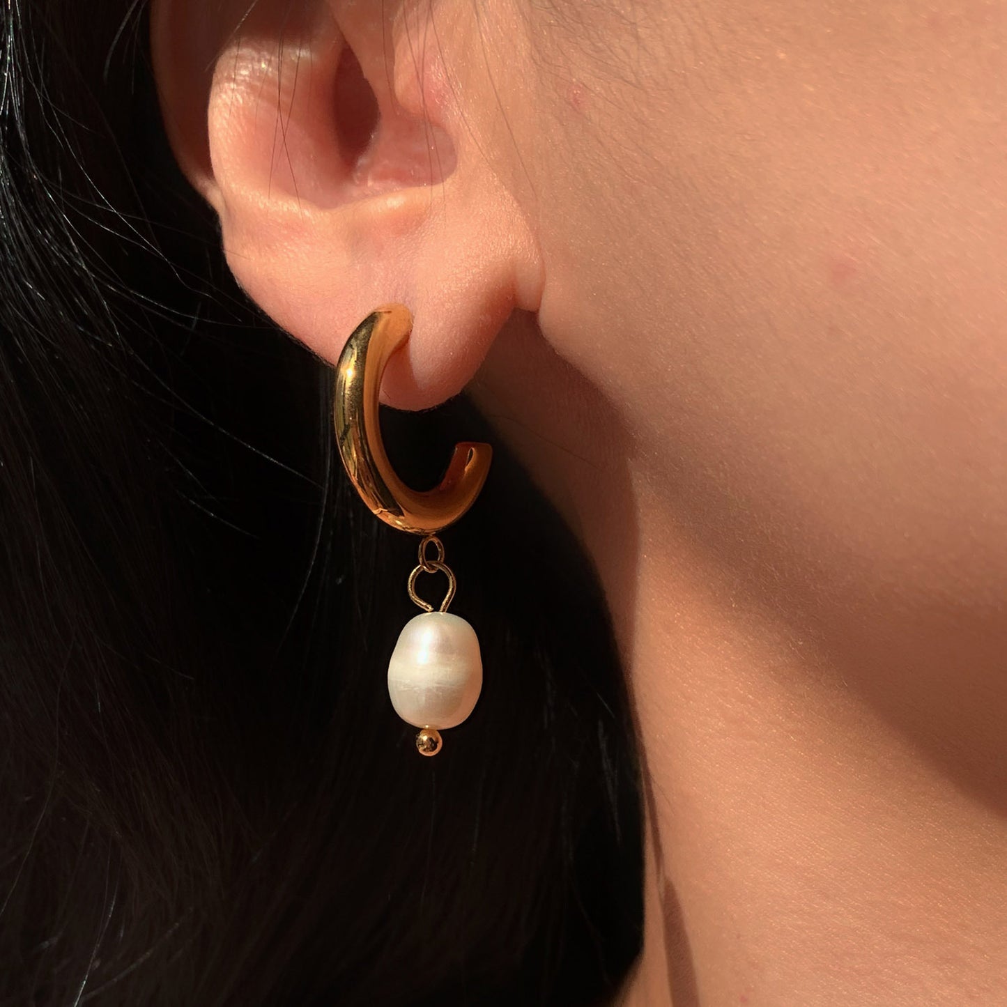 Pearl Gold Stainless Earrings