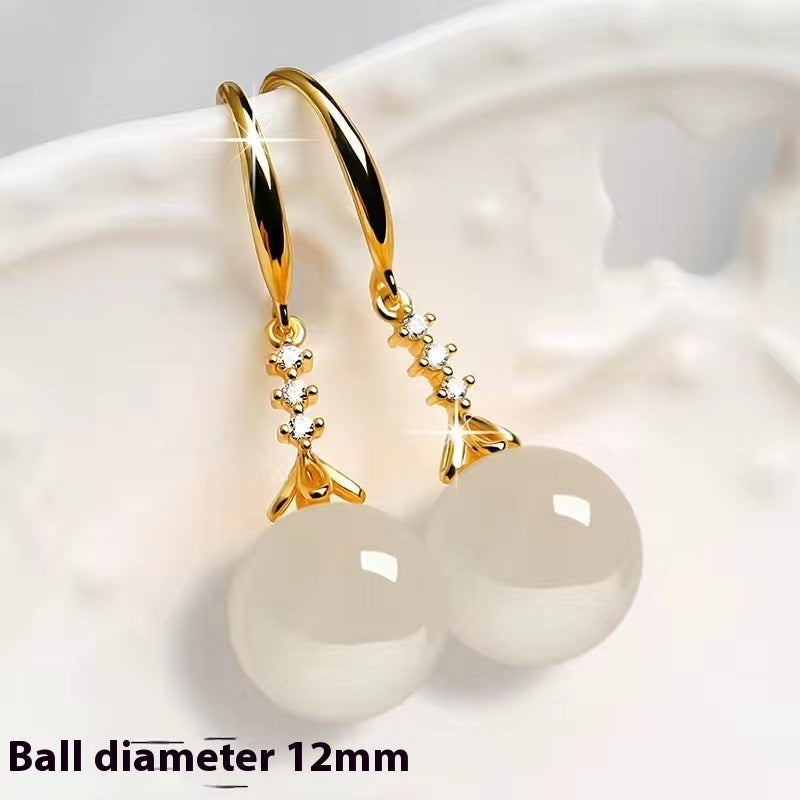 Elegant Silvering Earrings Chalcedony