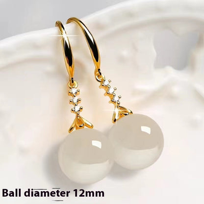 Elegant Silvering Earrings Chalcedony