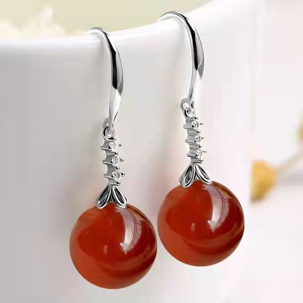Elegant Silvering Earrings Chalcedony