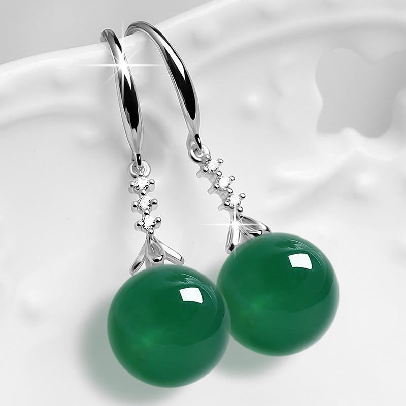 Elegant Silvering Earrings Chalcedony