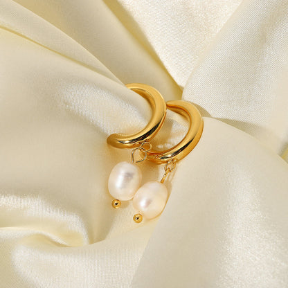 Pearl Gold Stainless Earrings