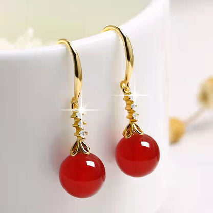 Elegant Silvering Earrings Chalcedony